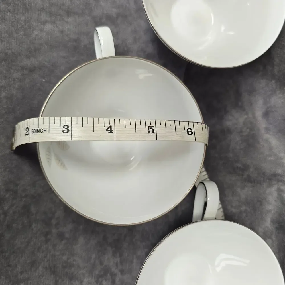 Rosenthal Germany Rose Leaf Pattern Set of 3 Tea Cups Continental Print 3436